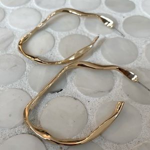 Beautiful Distorted Metal Hoop Earrings, Trendy
